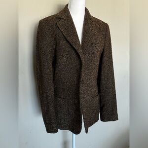 Iris Singer Brown Tweed Blazer Jacket Size 6 Classic Tailored